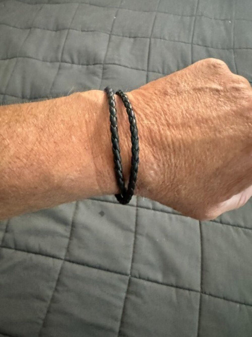 Men's Black Leather Rope Bracelet